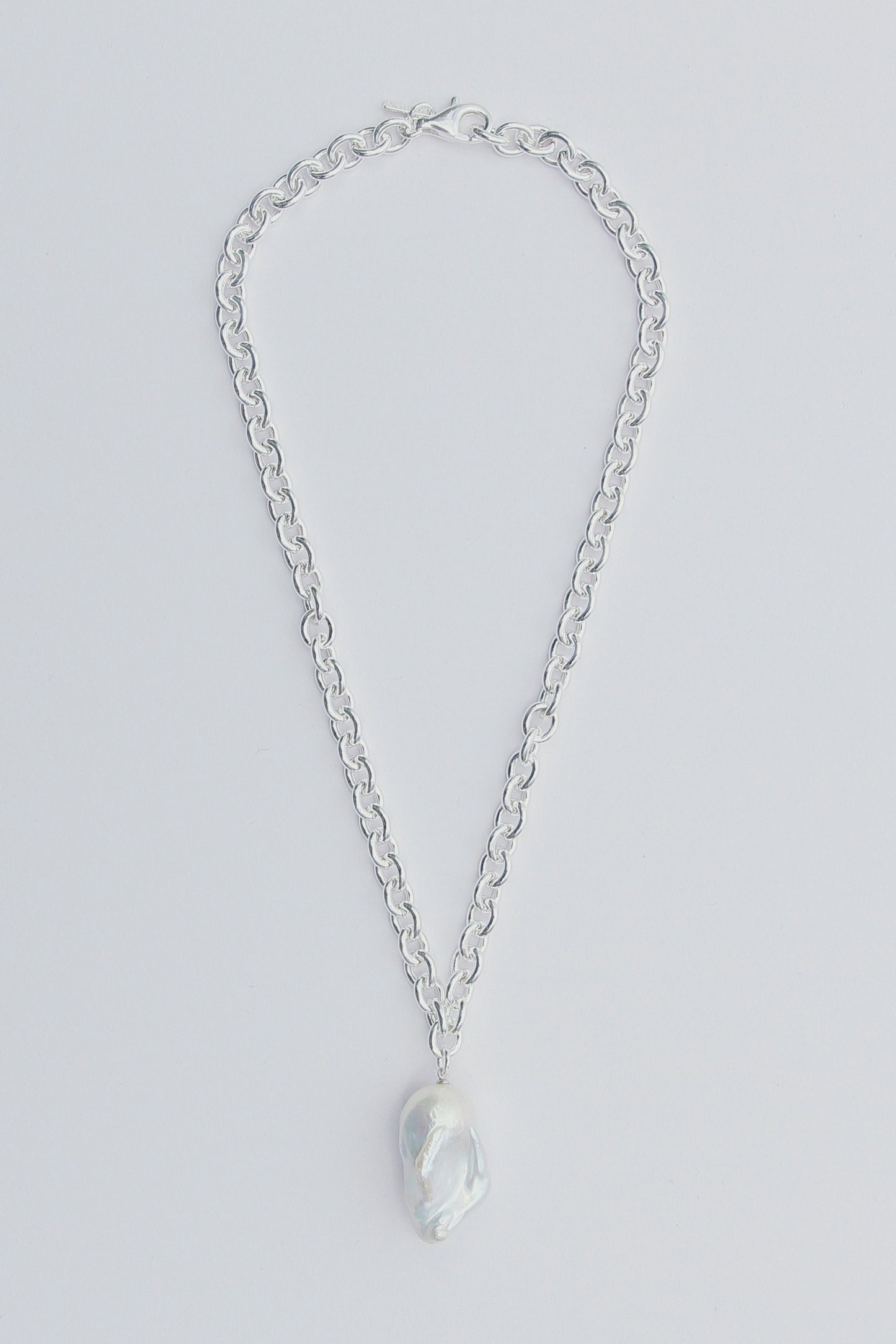 BAROQUE PEARL ROUND LINK NECKLACE